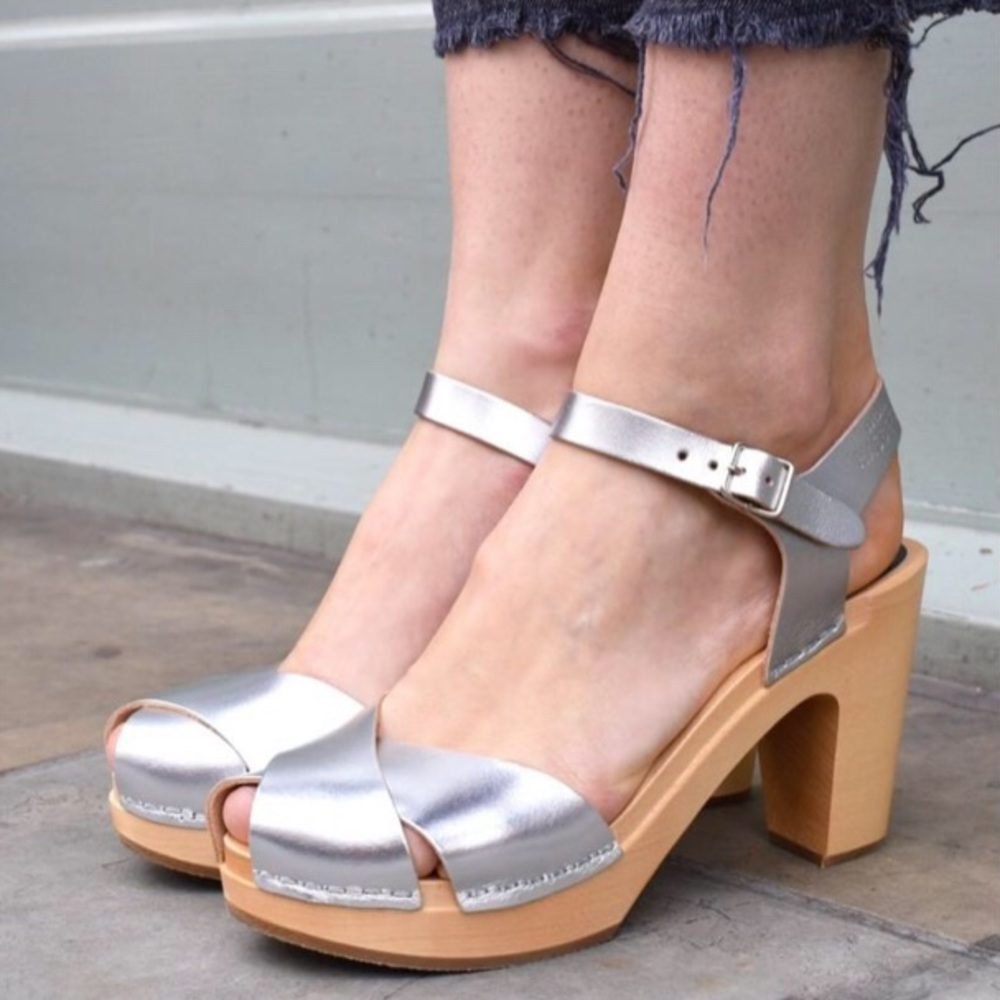 Silver like new Swedish Hasbeens size 38